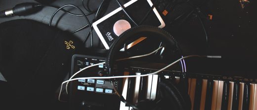 A collection of music equipment ready for a live show.