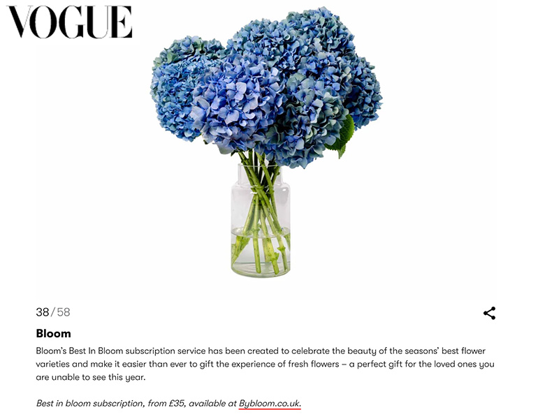 Vogue coverage for Bloom